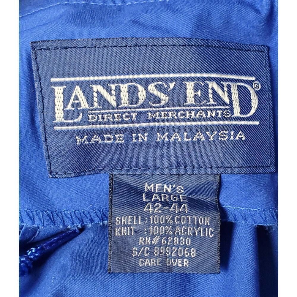 Lands' End Windbreaker Jacket Size Large Blue Hood Travel Folding Pouch Camping - Picture 4 of 9